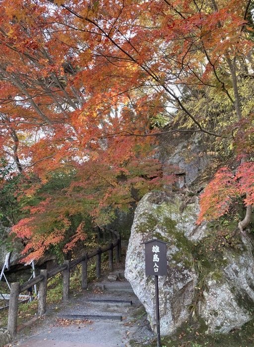 雄島入口の標識と紅葉